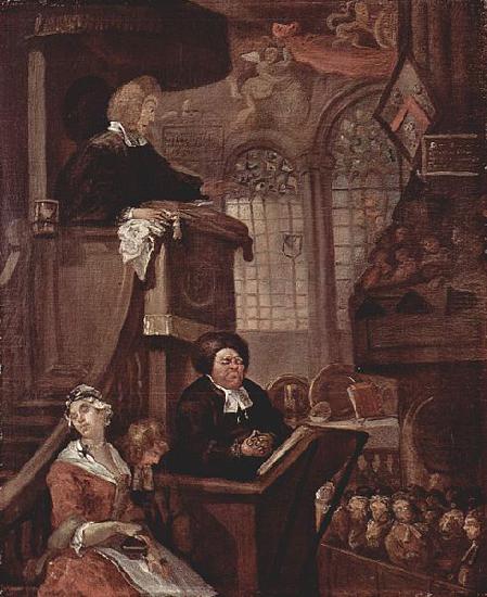 William Hogarth Die schlafende Gemeinde oil painting picture